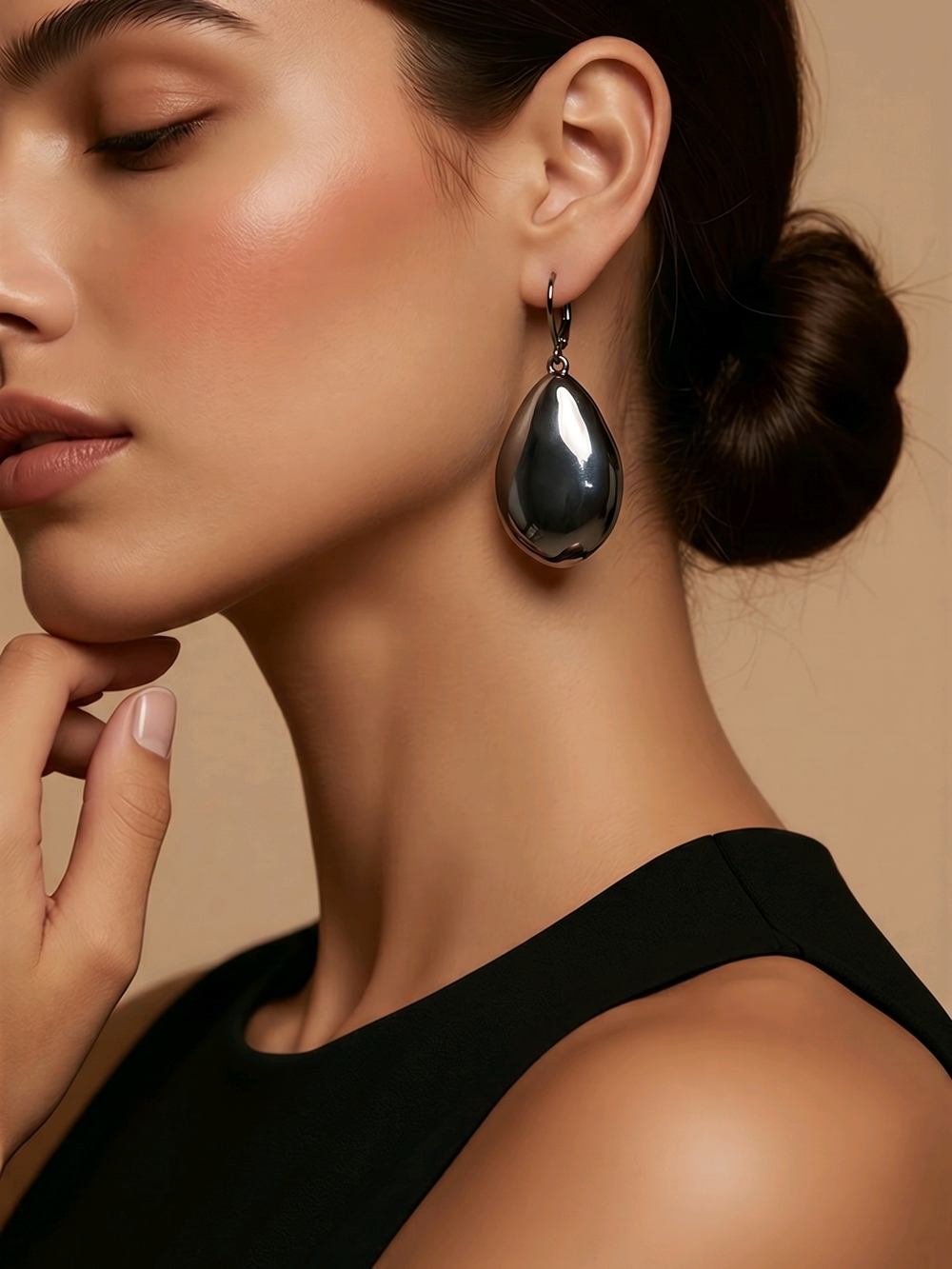 Style & Co Hammered Teardrop Drop Earrings - Silver Tone